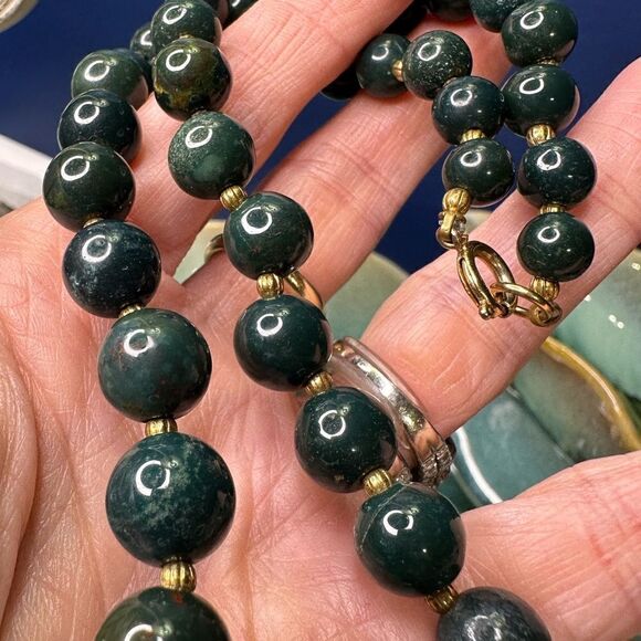 Vintage Strand Handmade Ocean Jasper Gemstone Beaded Necklace 18” Beautiful - Picture 5 of 10